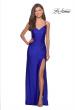 Picture of: Long Homecoming Dress with Slit and Criss Cross Back in Royal Blue, Style: 28206, Detail Picture 9