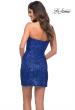 Picture of: One Shoulder Short Sequin Dress with Ruching in Royal Blue, Back Picture