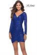 Picture of: Long Sleeve Sequin Dress with Ruching and Open Back in Royal Blue, Style: 30951, Detail Picture 1