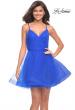 Picture of: Short Fit and Flare Tulle Dress with Open Back in Royal Blue, Detail Picture 2