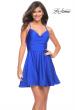 Picture of: Jersey Fit and Flare Dress with Draped V Neckline in Royal Blue, Detail Picture 2