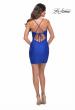 Picture of: Open Back Jersey Dress with Ruching and V Neck in Royal Blue, Detail Picture 4