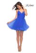Picture of: Short Fit and Flare Tulle Dress with Open Back in Royal Blue, Detail Picture 6