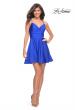 Picture of: Jersey Fit and Flare Dress with Draped V Neckline in Royal Blue, Detail Picture 6