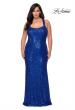 Picture of: Stretch Lace Plus Size Prom Dress with Criss Cross Back in Royal Blue, Style: 28842, Main Picture