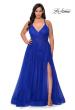 Picture of: Plus Size A-line Tulle Prom Dress with Floral Detailing in Royal Blue, Style: 29021, Main Picture