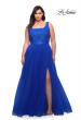 Picture of: A-line Tulle and Lace Plus Size Gown with Slit in Royal Blue, Style: 29070, Main Picture
