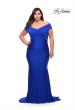 Picture of: Off the Shoulder Ruched Plus Size Gown with Train in Royal Blue, Style: 29132, Main Picture