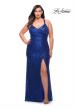 Picture of: Sequin Long Plus Gown with V Neck and Slit in Royal Blue, Style: 29579, Main Picture
