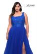 Picture of: A-line Tulle and Lace Plus Size Gown with Slit in Royal Blue, Style: 29070, Detail Picture 8