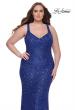 Picture of: Fitted Stretch Sequin Plus Size Dress with V Neck in Royal Blue, Style: 31163, Detail Picture 11