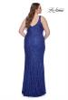 Picture of: Fitted Stretch Sequin Plus Size Dress with V Neck in Royal Blue, Style: 31163, Detail Picture 12