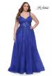 Picture of: Lace Embellished Tulle A-Line Dress with Illusion Back in Royal Blue, Style: 31383, Detail Picture 12
