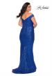 Picture of: Sequin Off The Shoulder Plus Size Prom Dress in Royal Blue, Style: 28949, Back Picture