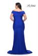 Picture of: Off the Shoulder Ruched Plus Size Gown with Train in Royal Blue, Style: 29132, Back Picture