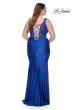 Picture of: Ruched Jersey Plus Dress with Illusion Lace Bodice and Tie Back in Royal Blue, Style: 31273, Back Picture