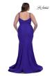 Picture of: Chic Plus Size Dress with Ruching and Rhinestone Neckline Detail in Royal Blue, Style: 33057, Back Picture