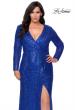 Picture of: Long Sleeve Sequin Plus Size Prom Dress with Slit in Royal Blue, Style: 28880, Detail Picture 1