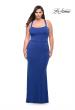 Picture of: Ruched Long Jersey Plus Dress with Square Neckline in Royal Blue, Style: 29590, Detail Picture 1