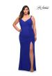 Picture of: Net Jersey Long Plus Dress with Tie Side in Royal Blue, Style: 29900, Detail Picture 1