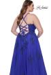 Picture of: A-Line Tulle Plus Dress with Lace Applique and Tie Back in Royal Blue, Style: 31378, Detail Picture 2