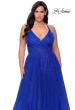 Picture of: Plus Size A-line Tulle Prom Dress with Floral Detailing in Royal Blue, Style: 29021, Detail Picture 3