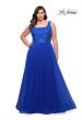 Picture of: A-line Tulle and Lace Plus Size Gown with Slit in Royal Blue, Style: 29070, Detail Picture 3