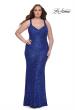 Picture of: Fitted Stretch Sequin Plus Size Dress with V Neck in Royal Blue, Style: 31163, Detail Picture 3