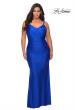 Picture of: Long Ruched Plus Size Jersey Prom Dress in Royal Blue, Style: 29005, Detail Picture 5