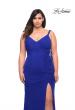 Picture of: Net Jersey Long Plus Dress with Tie Side in Royal Blue, Style: 29900, Detail Picture 5