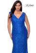 Picture of: Curvy Stretch Lace Dress with V-Neck and Rhinestones om Royal Blue, Style: 28837, Detail Picture 7