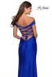 Picture of: Off the Shoulder Prom Dress with Tie Back and Slit in Royal Blue, Style: 28506, Main Picture