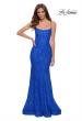 Picture of: Stretch Lace Gown with Lace Up Strappy Back in Royal Blue, Style 29611, Main Picture