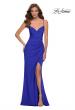 Picture of: Ruched Jersey Gown with Intricate Lace Up Back in Royal Blue, Style 29615, Main Picture