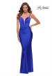 Picture of: Long Jersey Fitted Prom Dress with Front Ruching in Royal Blue, Style 29834, Main Picture
