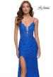 Picture of: Stretch Lace Long Dress with Deep V Neckline in Royal Blue, Style 29842, Main Picture