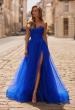 Picture of: Strapless Lace Corset Tulle Gown with Slit in Royal Blue, Style: 33363, Main Picture