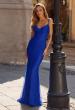 Picture of: Ruched Beaded Mesh and Lace Gown with V-Neckline in Royal Blue, Style: 33632, Main Picture