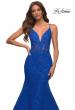 Picture of: Mermaid Lace Prom Dress with Sheer Jeweled Bodice in Royal Blue, Detail Picture 8