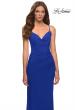 Picture of: Chic Long Net Jersey Dress with Lace Up Back in Blue, Style: 30418, Detail Picture 8