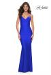 Picture of: Fitted Long Jersey Prom Dress with Ruching and Lace Up Back in Royal Blue, Style: 31618, Detail Picture 8