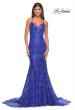 Picture of: Print Sequin Mermaid Dress with Lace Up Back in Royal Blue, Style: 31865, Detail Picture 8