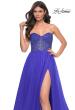 Picture of: A-Line Tulle Prom Dress with Rhinestone Fishnet Bodice in Blue, Style: 32216, Detail Picture 8