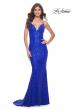 Picture of: Beaded Lace Mermaid Gown with Sheer Side Panels in Royal Blue, Style: 32309, Detail Picture 8