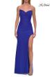 Picture of: Strapless Net Jersey Gown with Corset Bodice and High Slit in Royal Blue, Style: 33445, Detail Picture 8