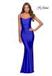 Picture of: Long Ruched Jersey Prom Dress with Thin Straps in Royal Blue, Style: 28398, Detail Picture 9