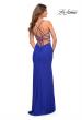 Picture of: Faux Wrap Jersey Dress with Slit and Strappy Back in Royal Blue, Style: 30501, Detail Picture 9