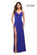 Picture of: Simple Thick Jersey Gown with High Skirt Slit in Royal Blue, Style: 30544, Detail Picture 9