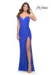 Picture of: Long Ruched Jersey Gown with V Neckline in Royal Blue, Style: 31107, Detail Picture 9