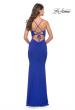 Picture of: Net Jersey Gown with Jeweled Detail in Deep V Neckline in Royal Blue, Style: 31114, Detail Picture 9